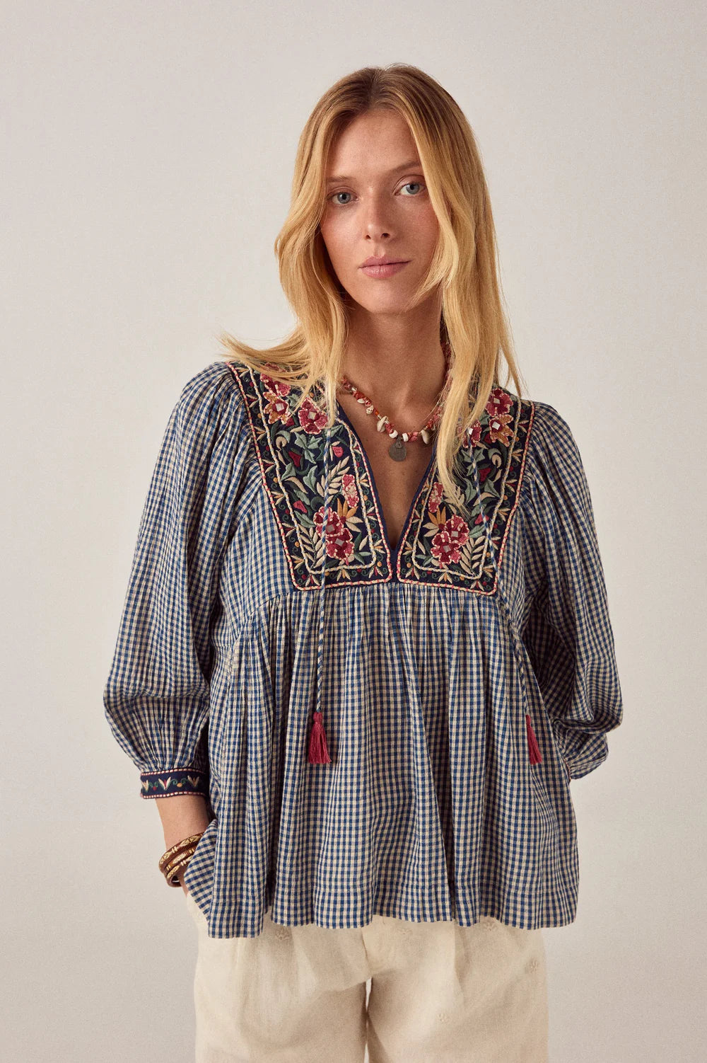 April Blouse Bleu Picnic