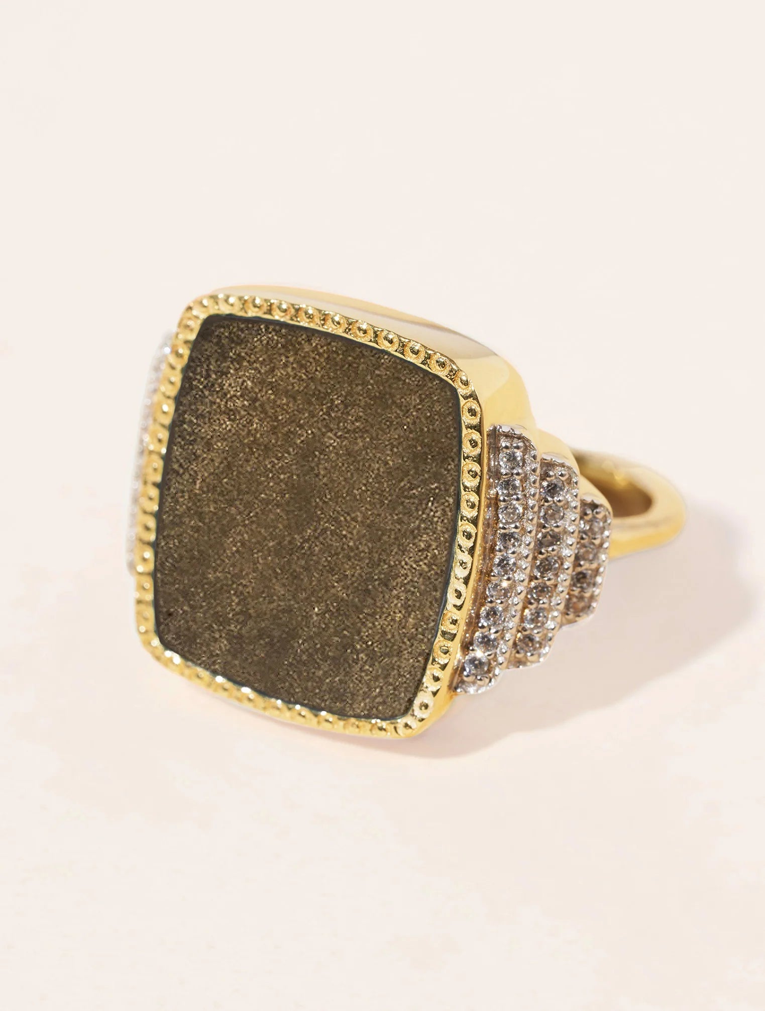 Bague Kara - Obsidienne Dorée