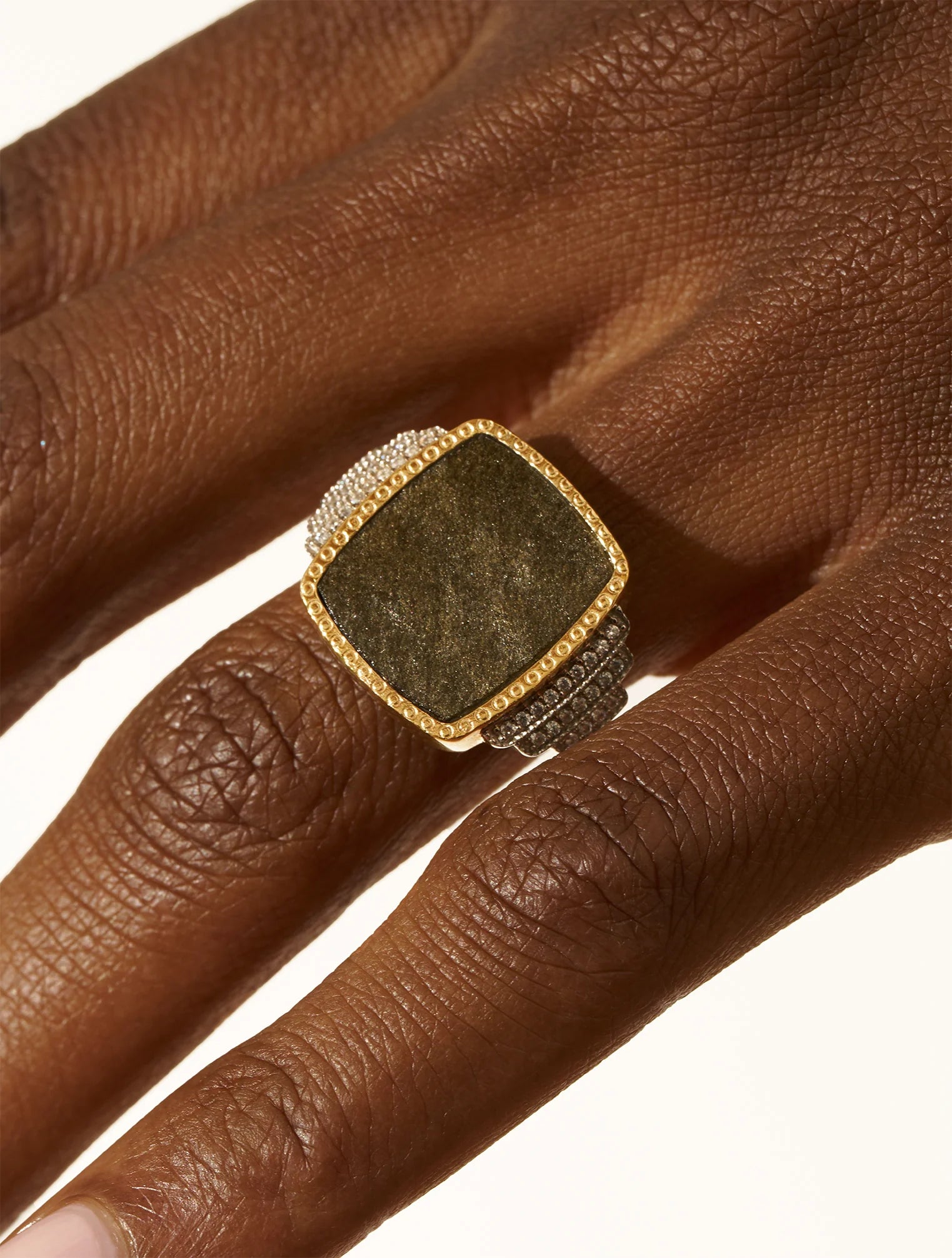 Bague Kara - Obsidienne Dorée