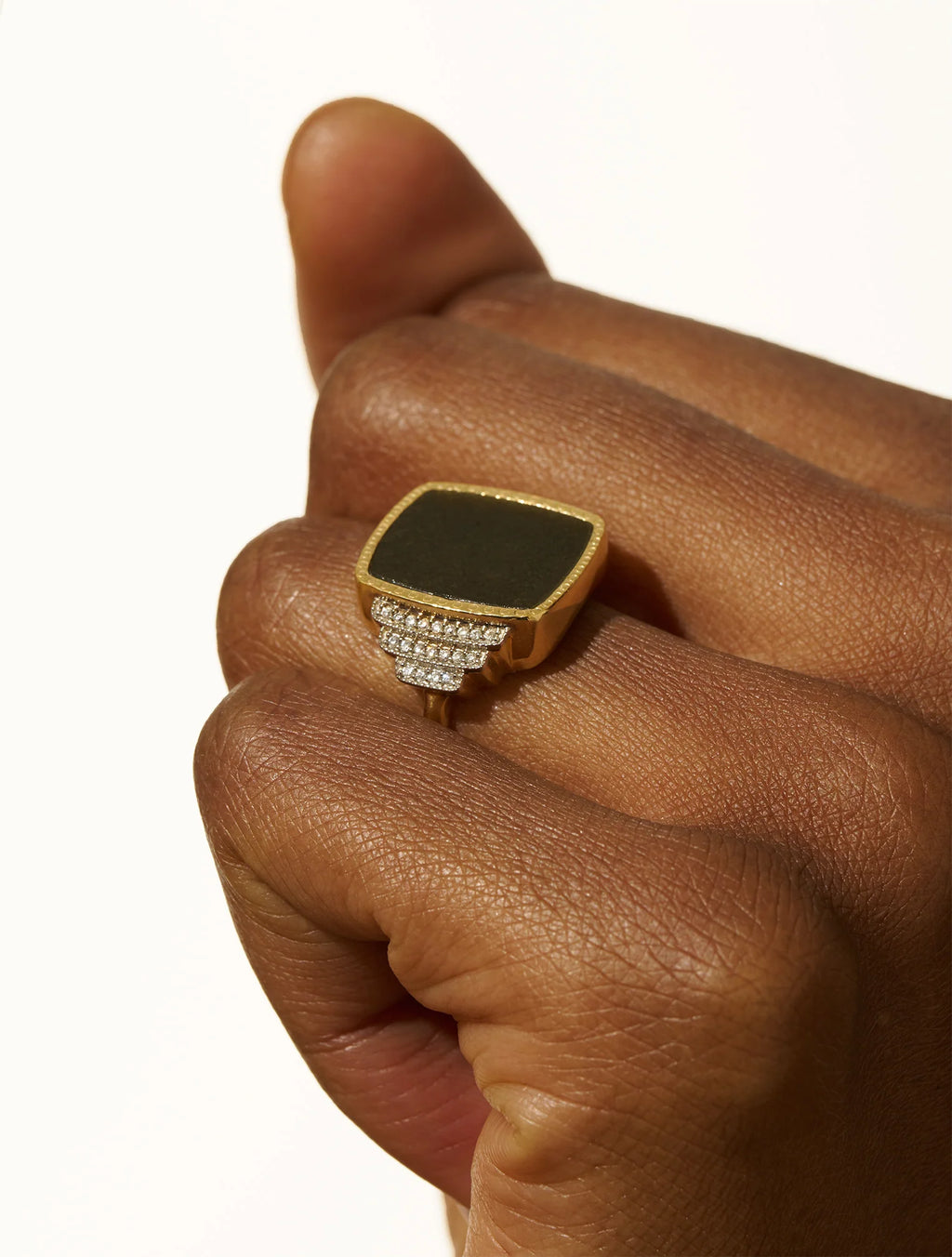 Bague Kara - Obsidienne Dorée