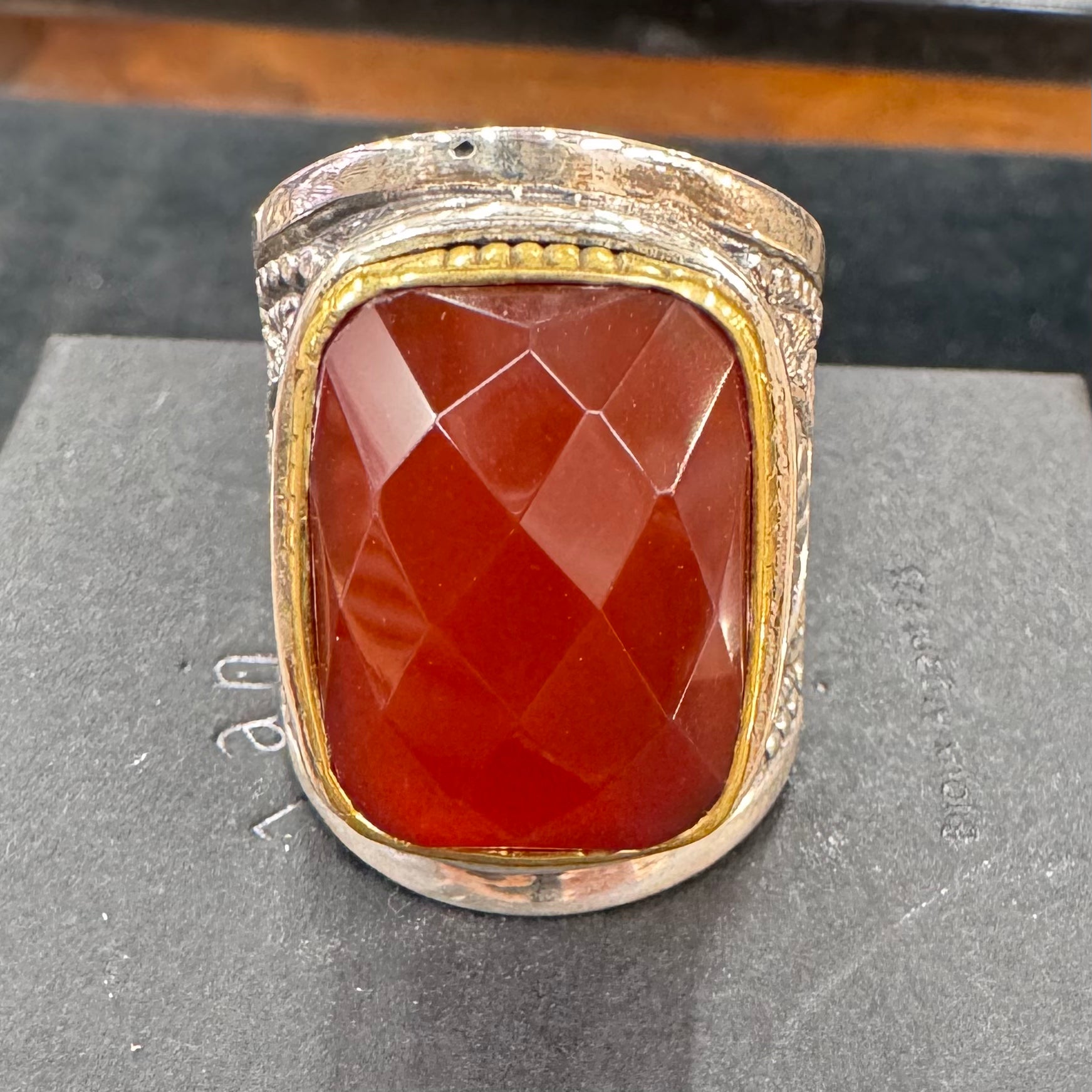 Bague Cornaline Facettée – Jalan Jalan (Taille 60)