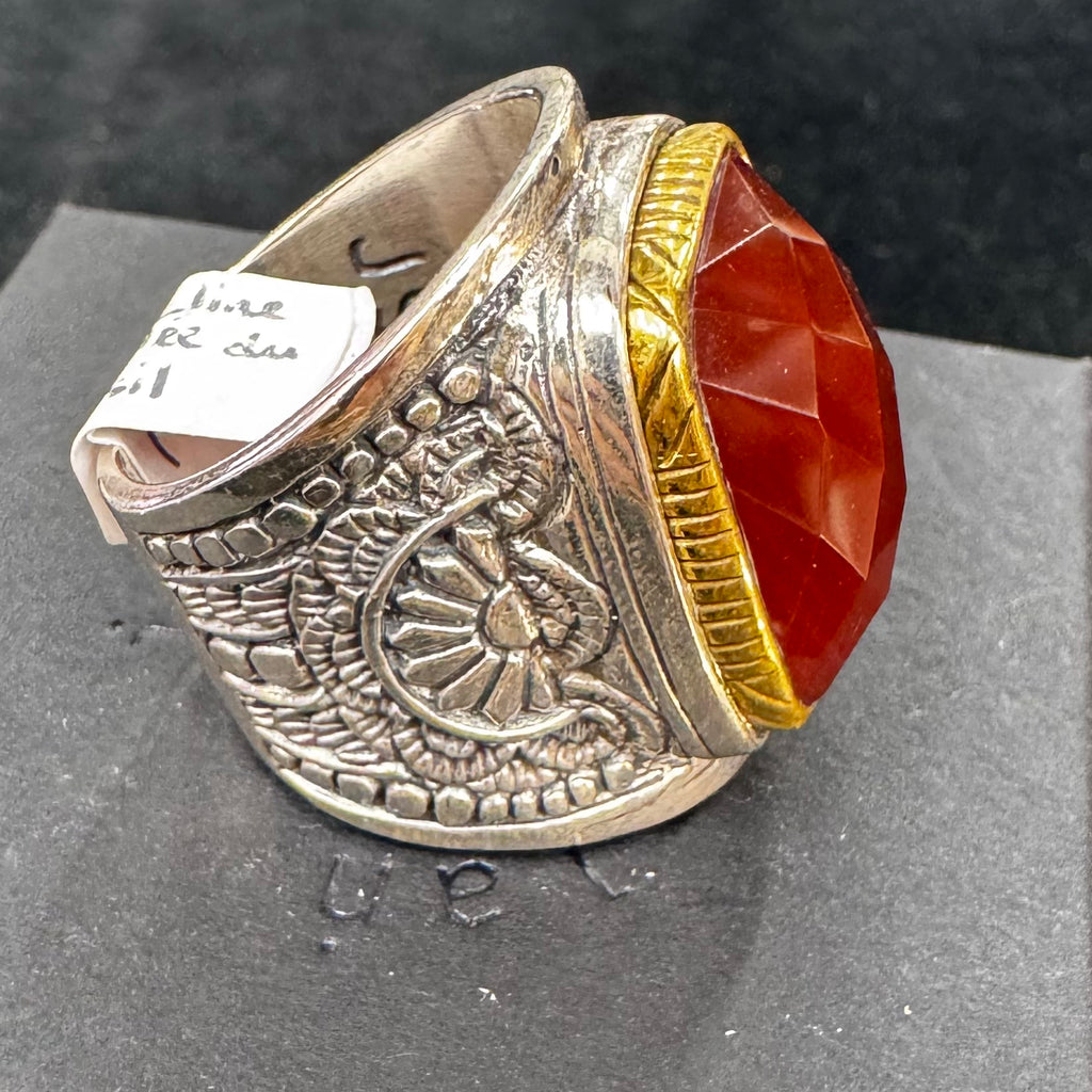 Bague Cornaline Facettée – Jalan Jalan (Taille 60)