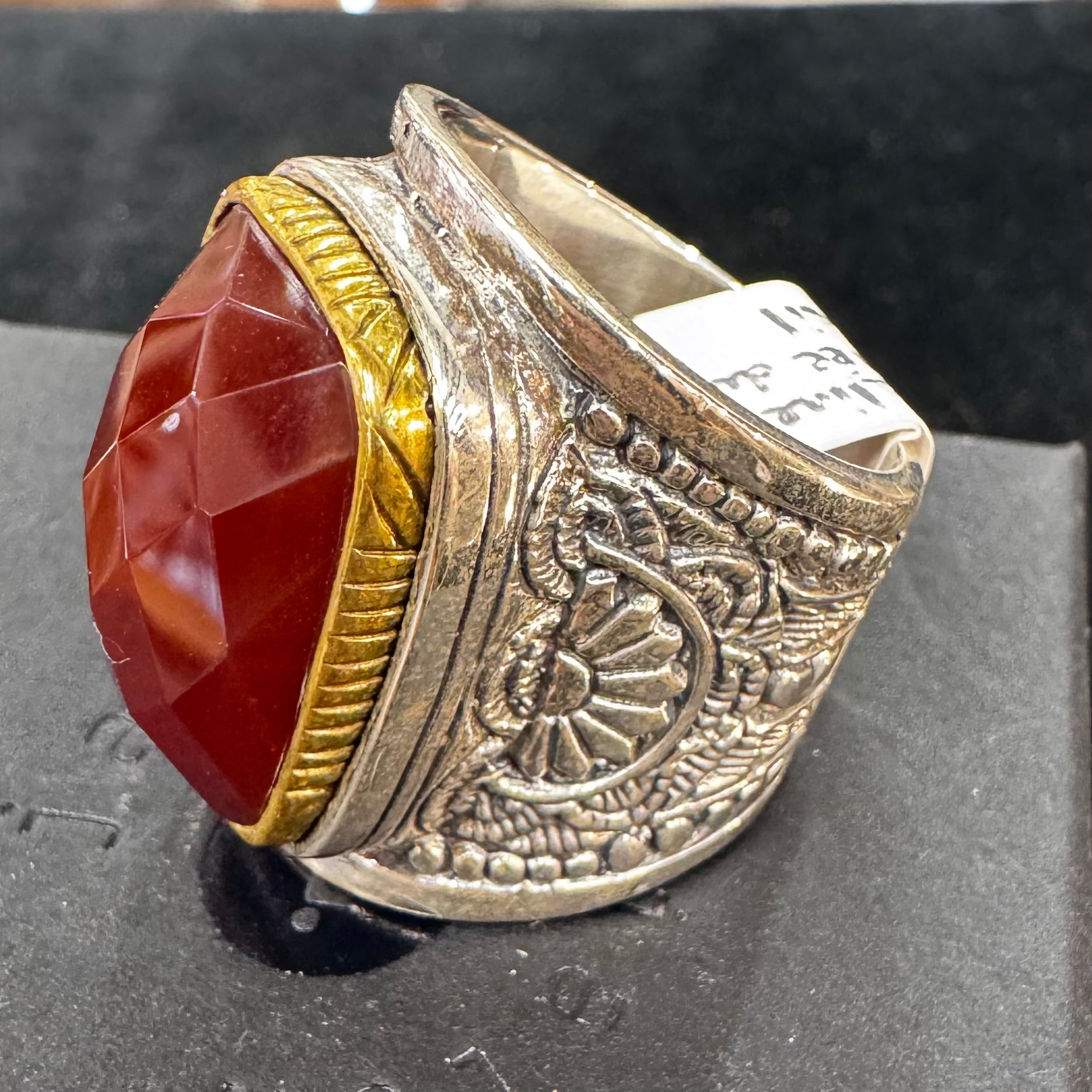 Bague Cornaline Facettée – Jalan Jalan (Taille 60)