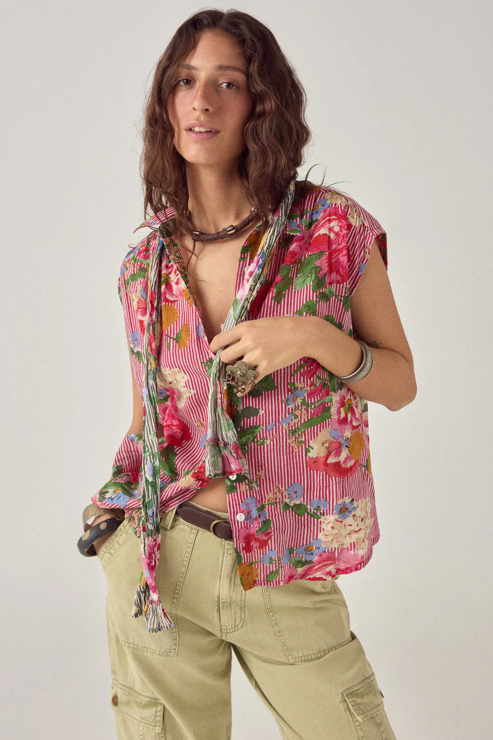 Lucas Sleeveless Blouse Rouge