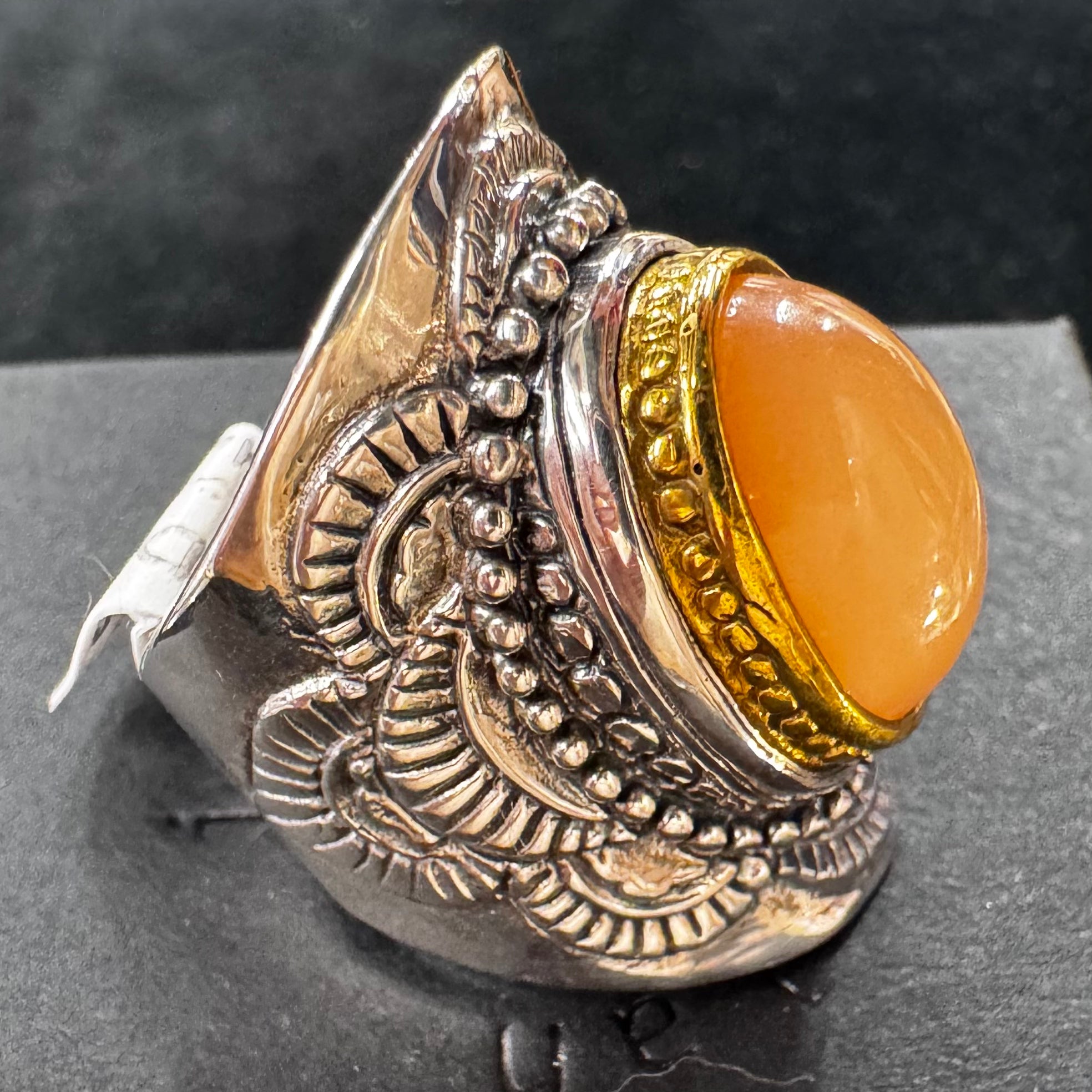 Bague Pierre de lune orange – Jalan Jalan (Taille 56)