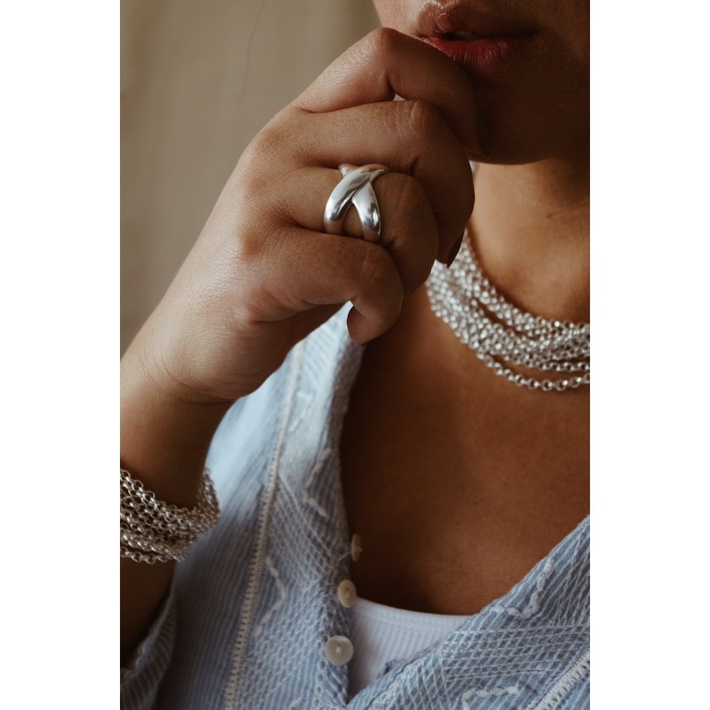 Bague en argent plaqué en forme de X